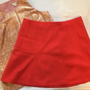 J. Crew Red Fluted Skirt In Double Crepe